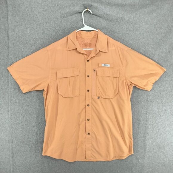 Gander Mountain Button Down Shirt Mens Size L Orange Vented Guide Series Fishing - Picture 1 of 11